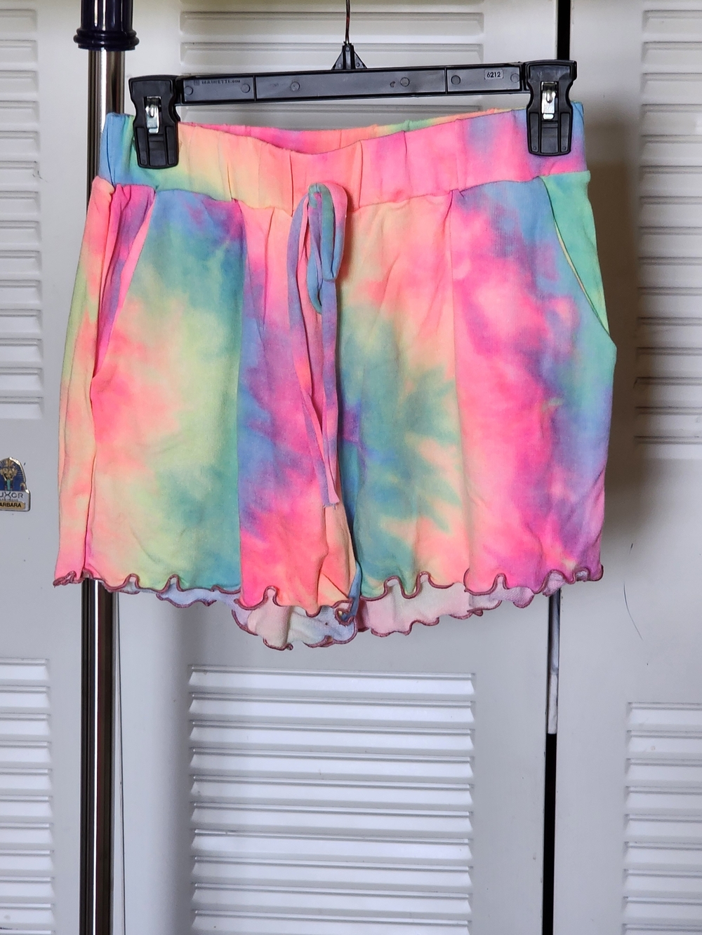 BiBi Pastel Tie-Dye Drawstring Athletic Shorts, Size M,  NWOT